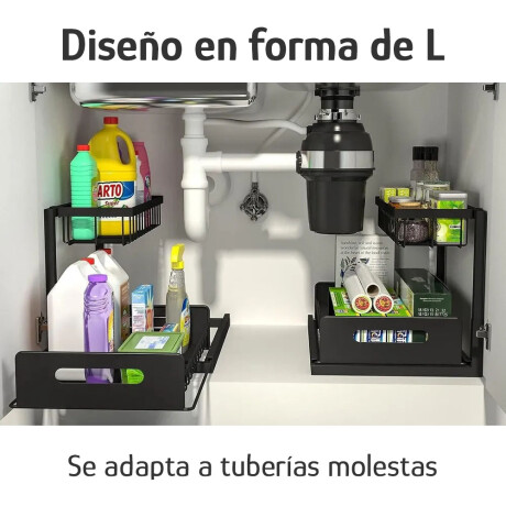 Organizador Multiuso Sobre y Bajo Mesada Rejilla Extraíble Negro