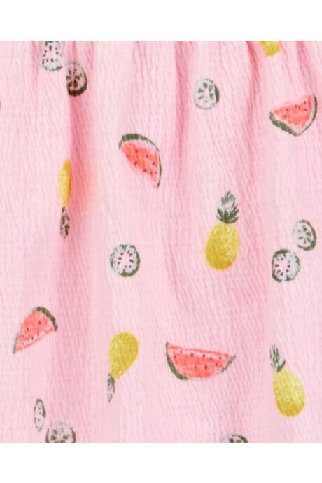 Set dos piezas de jersey arrugado, short y musculosa. diseño frutal Sin color