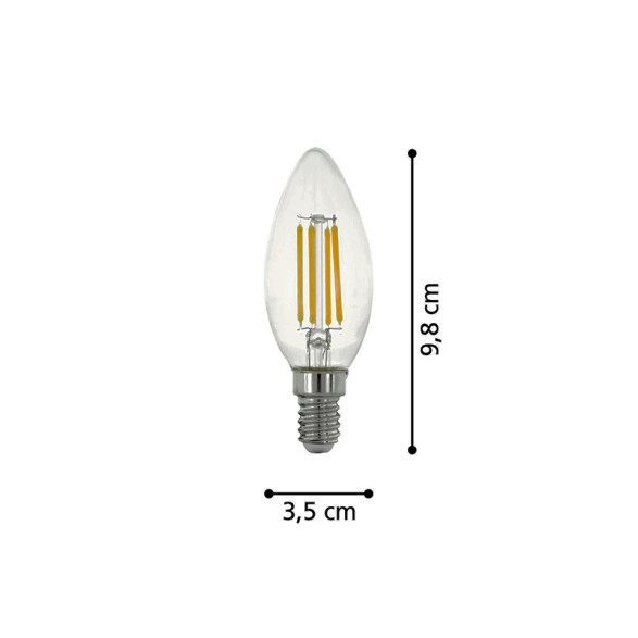 Lámpara LED vela transp. C35 7W E14 cálida 806Lm EG5210