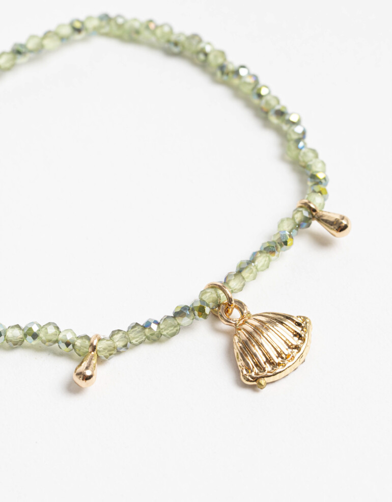 Pulseras Elásticas Pulsera Elástica Beads Y Dijes Metal - Dorado