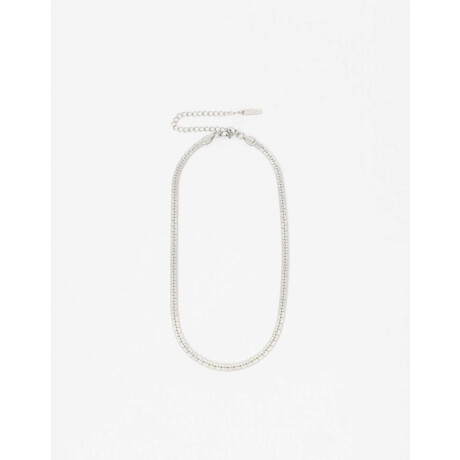 Collar Corto De Acero Plateado