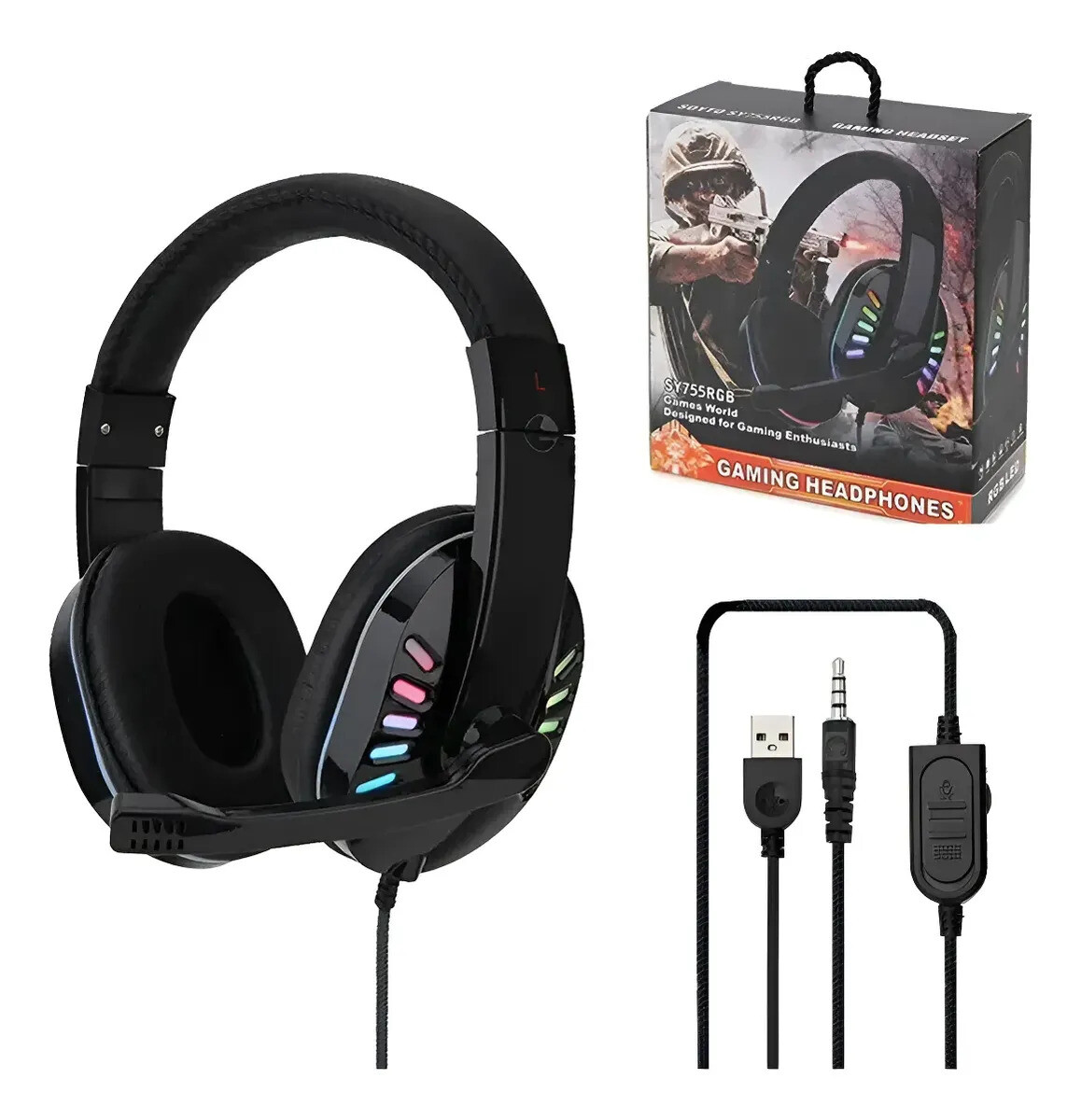 Auricular gamer cableados con luz RGB 