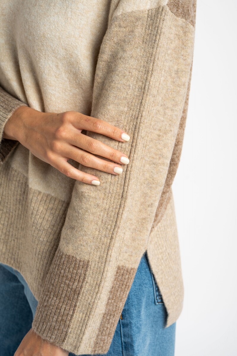 Sweater Combinado Beige Melange
