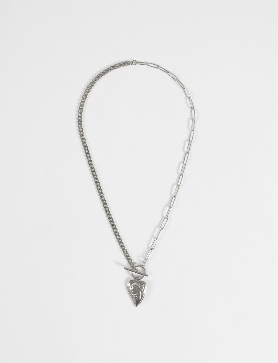 Collar cadena dije cora acero - plateado 