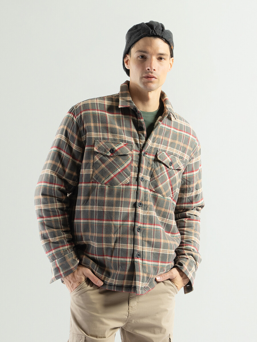 Sobrecamisa de Franela con Corderito - Gris 