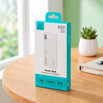 Cargador Portátil Usams Power Bank 10000 Mah Usb + Usb C 2A Blanco
