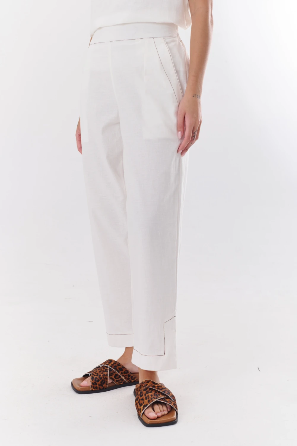 PANTALON LINO STRECH blanco 4