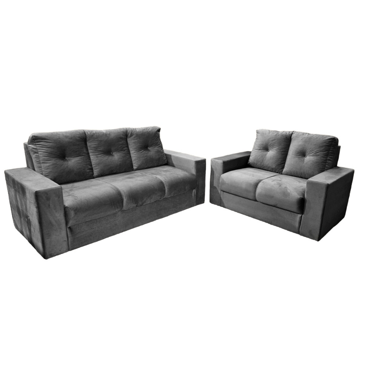 SOFA RUBI 3-2 LUGARES GRIS METAL OSCURO INVERFIN - Unica 