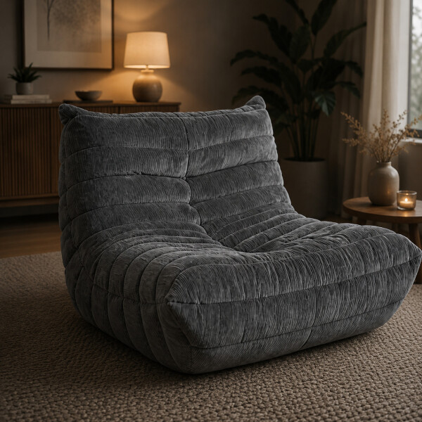 Sillón ComboHome Toggo 1 Cuerpo Lazy Sofa Puff Corderoy Gris 1
