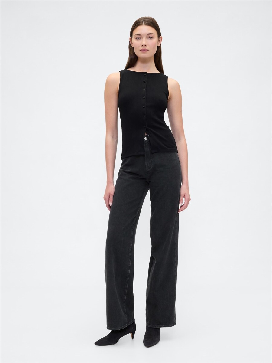 Jean Wide Leg Tiro Alto Mujer - Washed Black 
