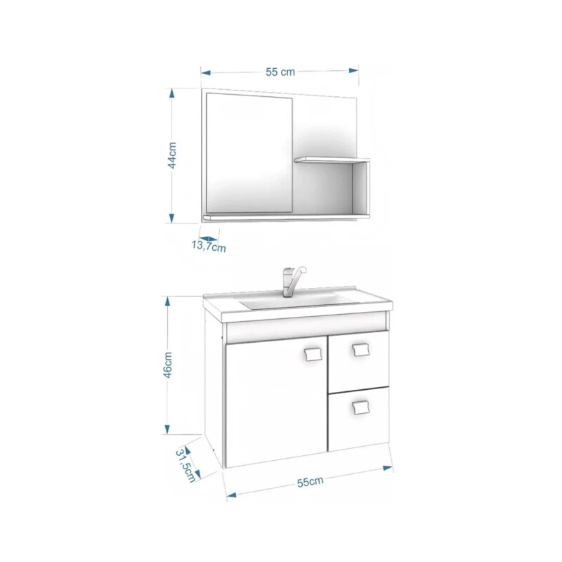 Mueble Para Baño Mgm Móveis Kit Hortencia Con Bacha Color Blanco Y Mueble Blanco/negro Mueble Para Baño Mgm Móveis Kit Hortencia Con Bacha Color Blanco Y Mueble Blanco/negro