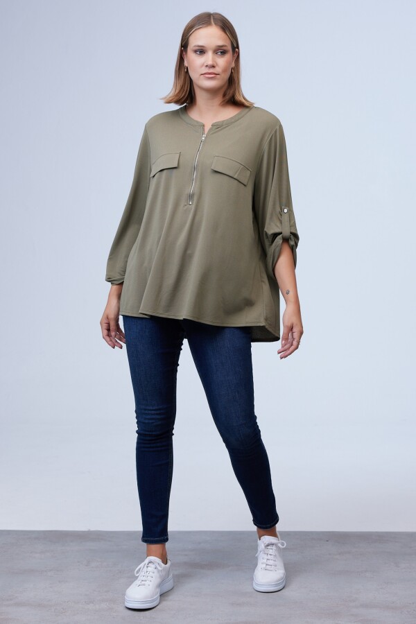 Blusa Oversize Zip OLIVA