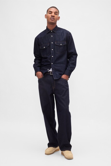 Camisa De Jean Ultrasoft Hombre Dark Rinse