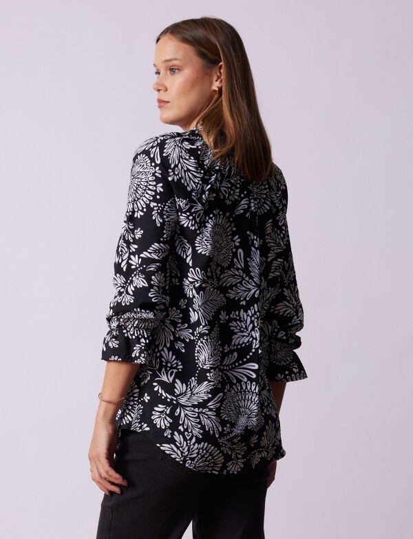 Blusa Botones Print NEGRO/BLANCO