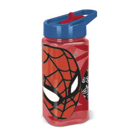 Botella Cuadrada Plástica con Pajita Spiderman 510 ML U