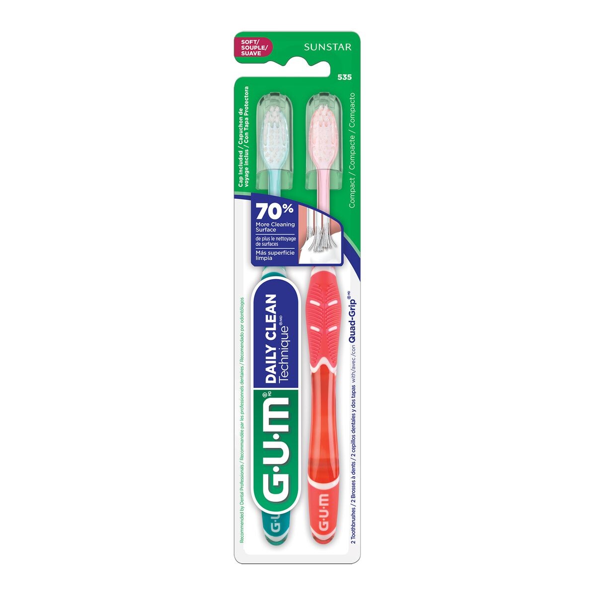 GUM CEPILLO DAILY CLEAN TECNIQUE KIT X 2 