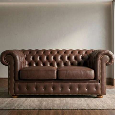 SOFA DE CUERO CHESTERFIELD 2C CARAMELO	ROBLES Sofa De Cuero Chesterfield 2c Caramelo	Robles
