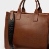 Cartera de mano Capri en cuero graneado Tabaco Niquel