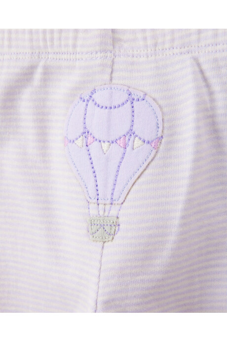 Set tres piezas de algodón, pantalón y dos bodies, diseño globo Sin color