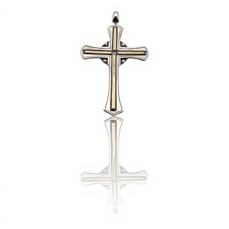 Dije Cruz-Plata 925 y Oro-Piedra Zirconia-CP5326 conpiedra