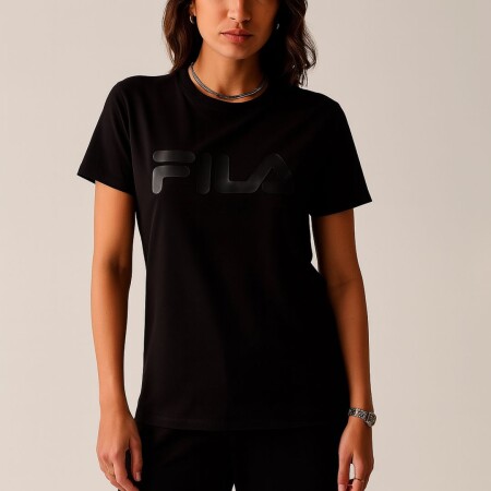 REMERA MUJER MANGA CORTA LETTER PREMIUM ii FILA NEGRO