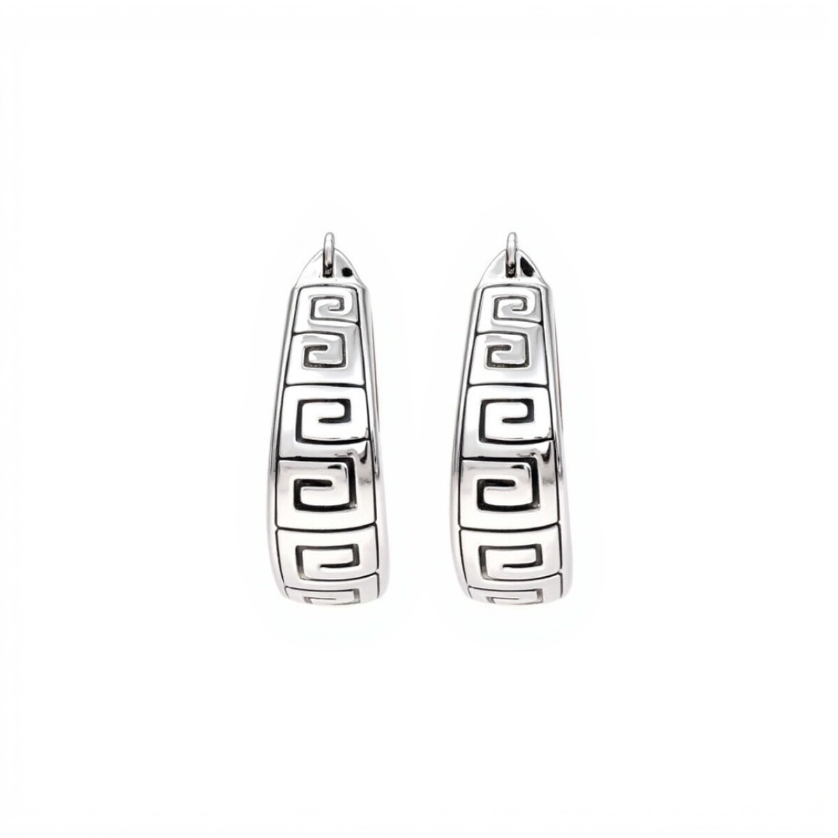 Caravanas Aro Oval Guarda Griega - Plata 925 - CA4244 - sinpiedra 
