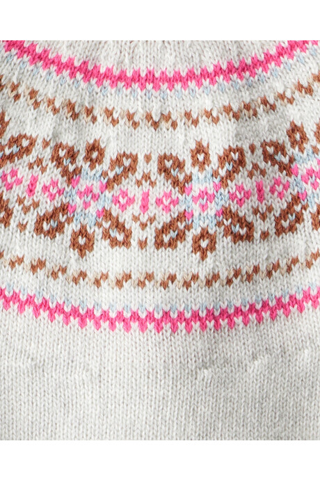 Set dos piezas, pantalón de pana rosa y buzo de algodón, diseño Fair Isle Sin color