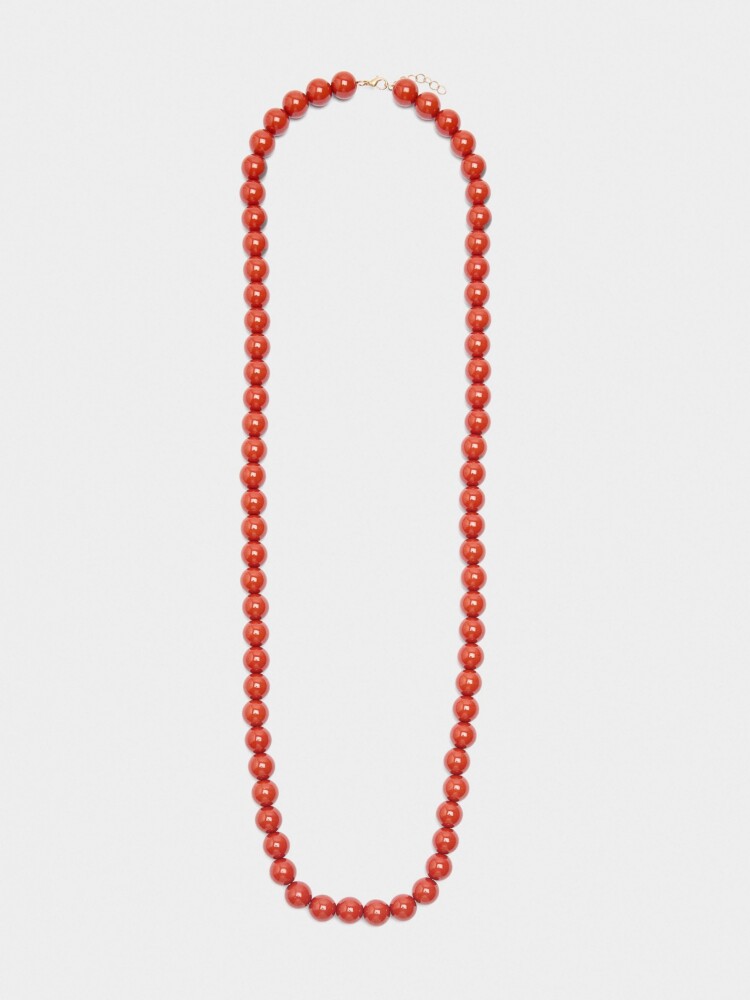 Collar Largo Con Cuentas rojo