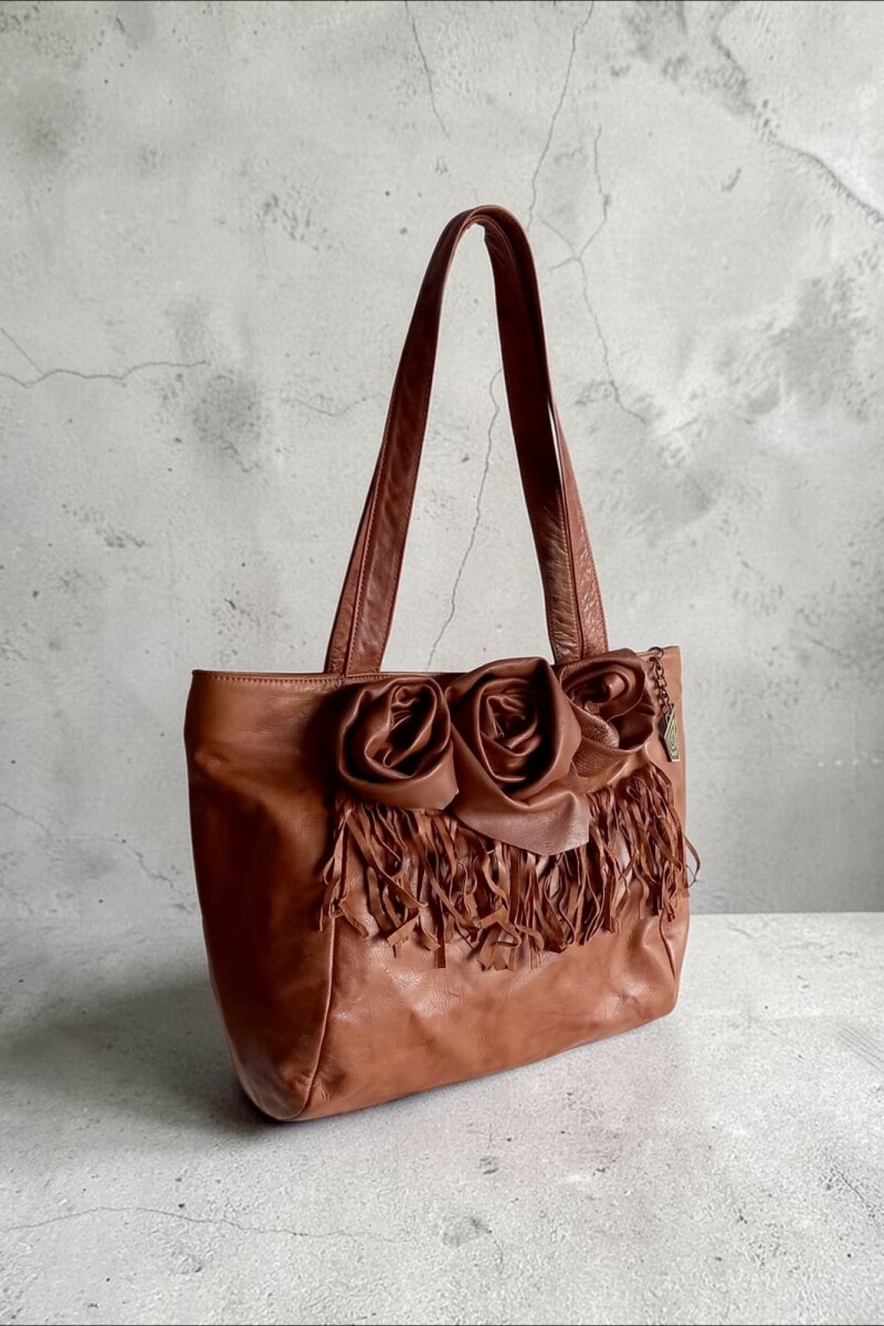 Cartera LIANA Línea Ottenta Cuero Terra Con Flores 