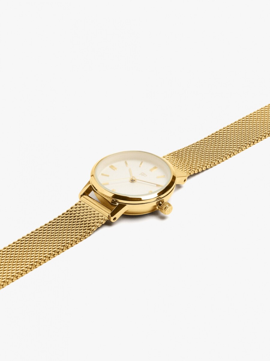 Reloj De Punto Metálico De Acero Inoxidable dorado