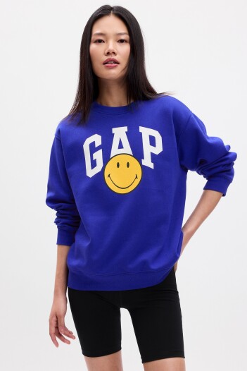 Buzo Deportivo Logo Gap Smiley Mujer Mosaic Blue