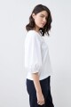Remera escote en V con mangas balloon blanco