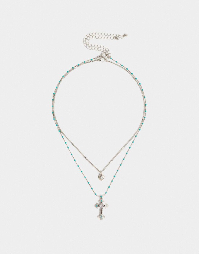 Collares Cortos Religioso Collar Corto Con Cruz - Plateado