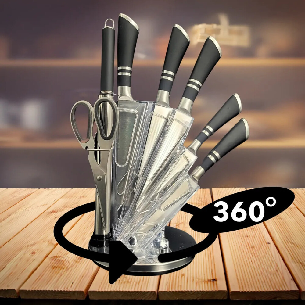 Set De Cuchillos Con Soporte Giratorio 360° Set De Cuchillos Con Soporte Giratorio 360°