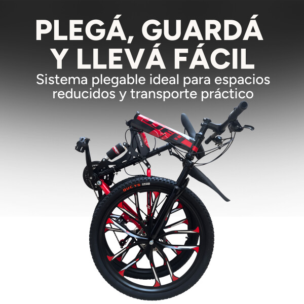 Bicicleta JJFH Rod 26 Doble Suspensión Plegable Freno Disco Rojo 1