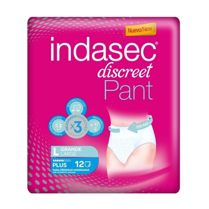 Pañales de Adulto Indasec Discreet Pant Plus Talla L X12 Pañales de Adulto Indasec Discreet Pant Plus Talla L X12