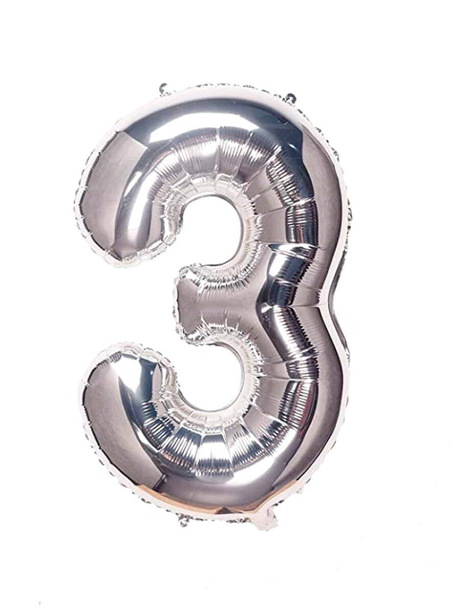 GLOBO NUMERO 3 - PLATEADO (V) 