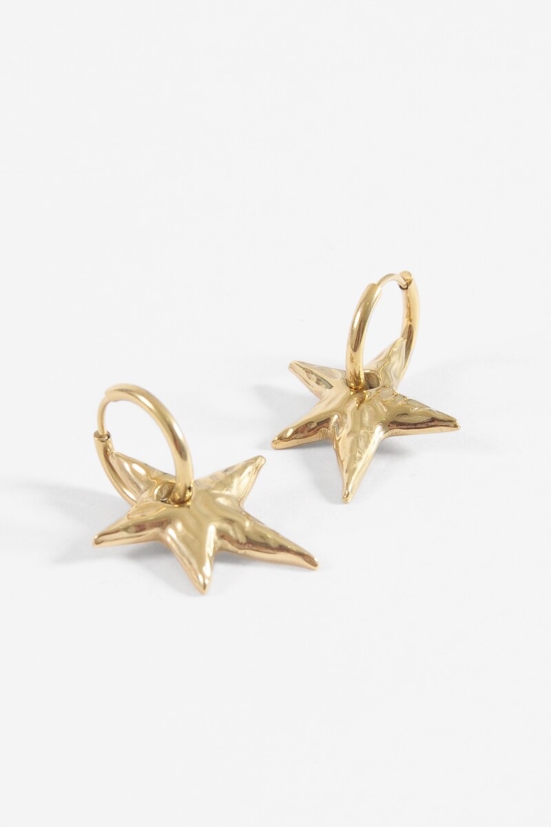 Aros estrella acero dorado