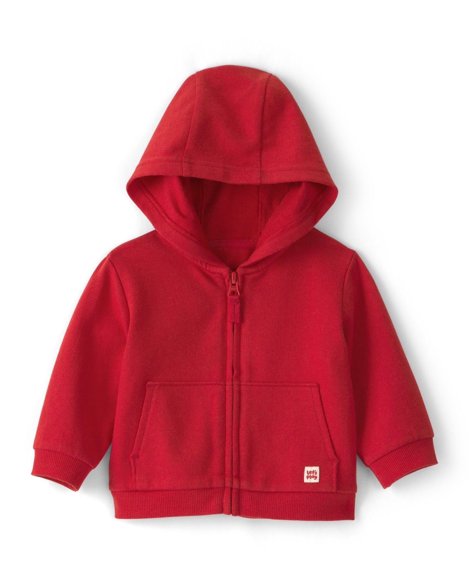 Campera de algodón, roja, con capucha Sin color