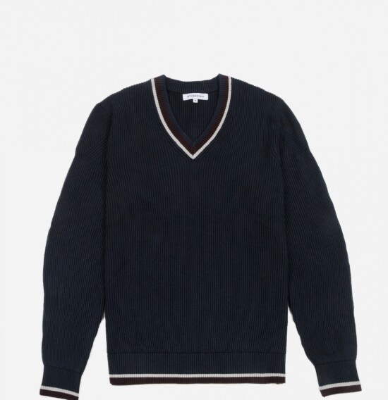 Sweater terminaciones en contraste AZUL MARINO