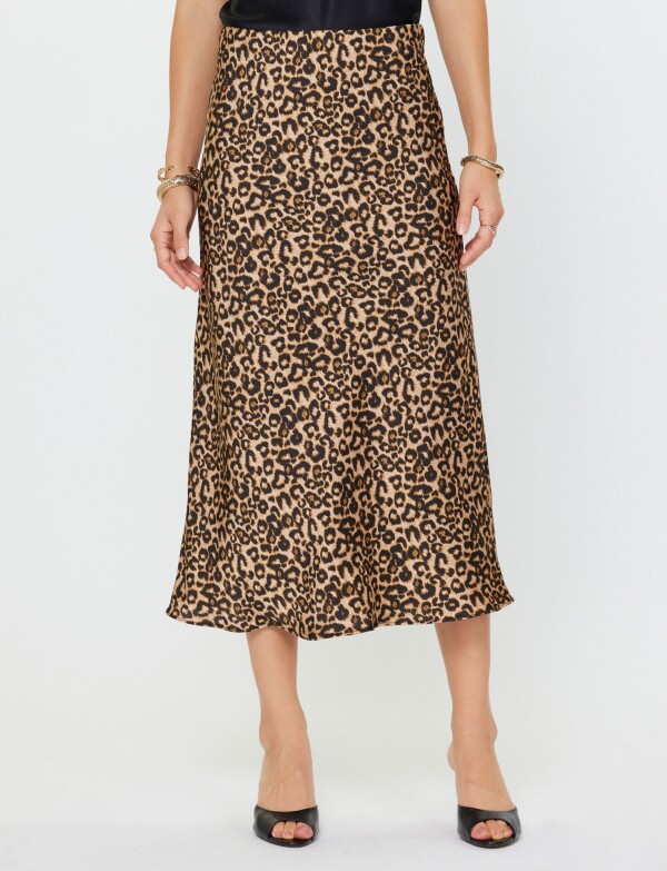 Falda Saten Animal Print NEGRO/BEIGE