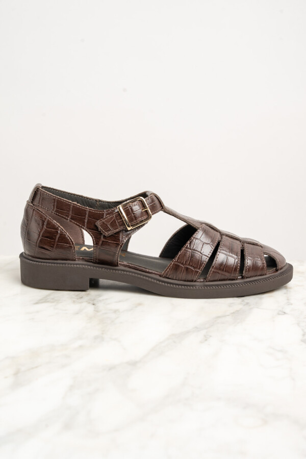 Cangrejera Cuero Croco Marrón