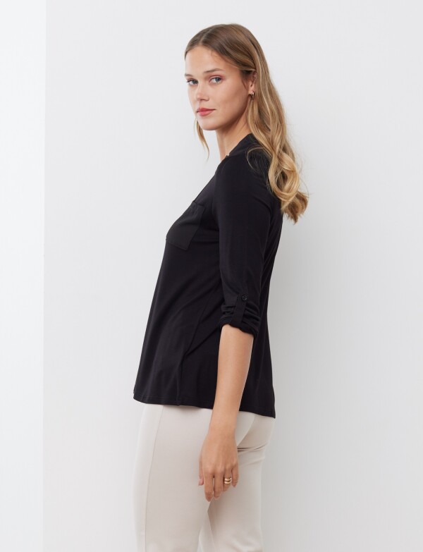 Blusa Bolsillos NEGRO