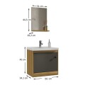 MUEBLE DE BAÑO SUSPENDIDO 50 CM CON MESADA Y ESPEJO - MIEL/GRAFITO MUEBLE DE BAÑO SUSPENDIDO 50 CM CON MESADA Y ESPEJO - MIEL/GRAFITO