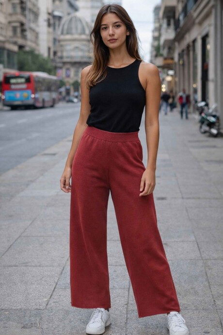 Pantalón Tejido Gales Bordó