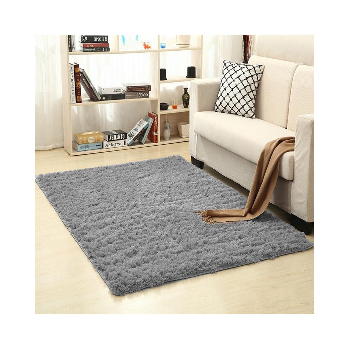 Alfombra Peluda Shaggy de 1.5 x2.0 m - Gris 