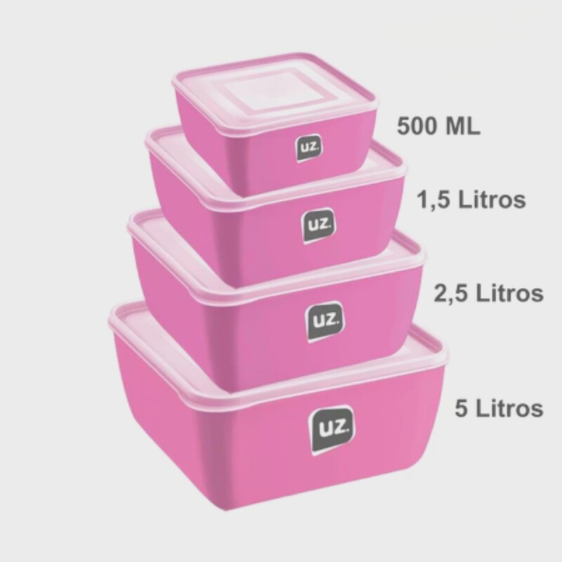 Kit x4 potes multiuso cuadrados ROSA