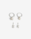 Aros Sets Perlas Set De Aros Plata 925 - Plateado