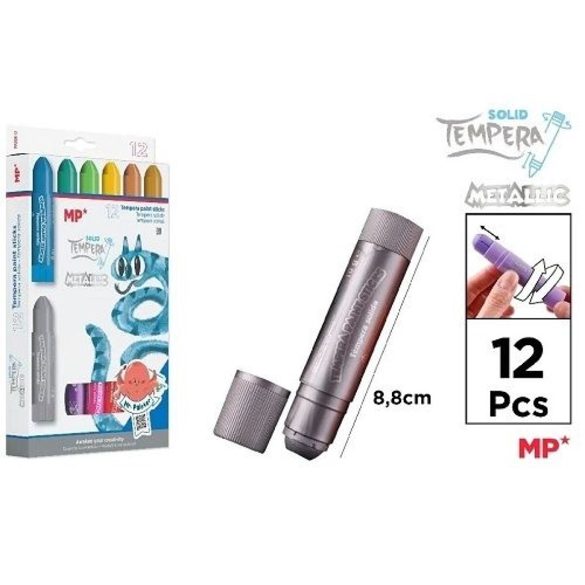 Tempera Solida Main Paper x 12 - Metalica 