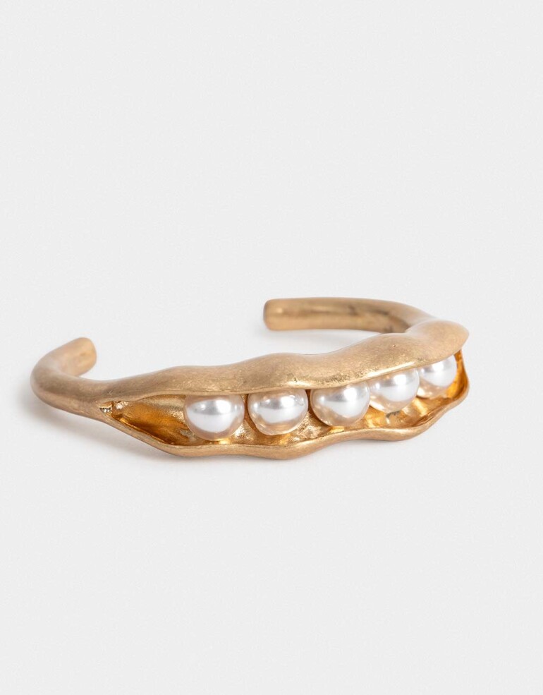 Brazaletes Perlas Brazalete Metal Chauchas - Dorado Oro Amarillo